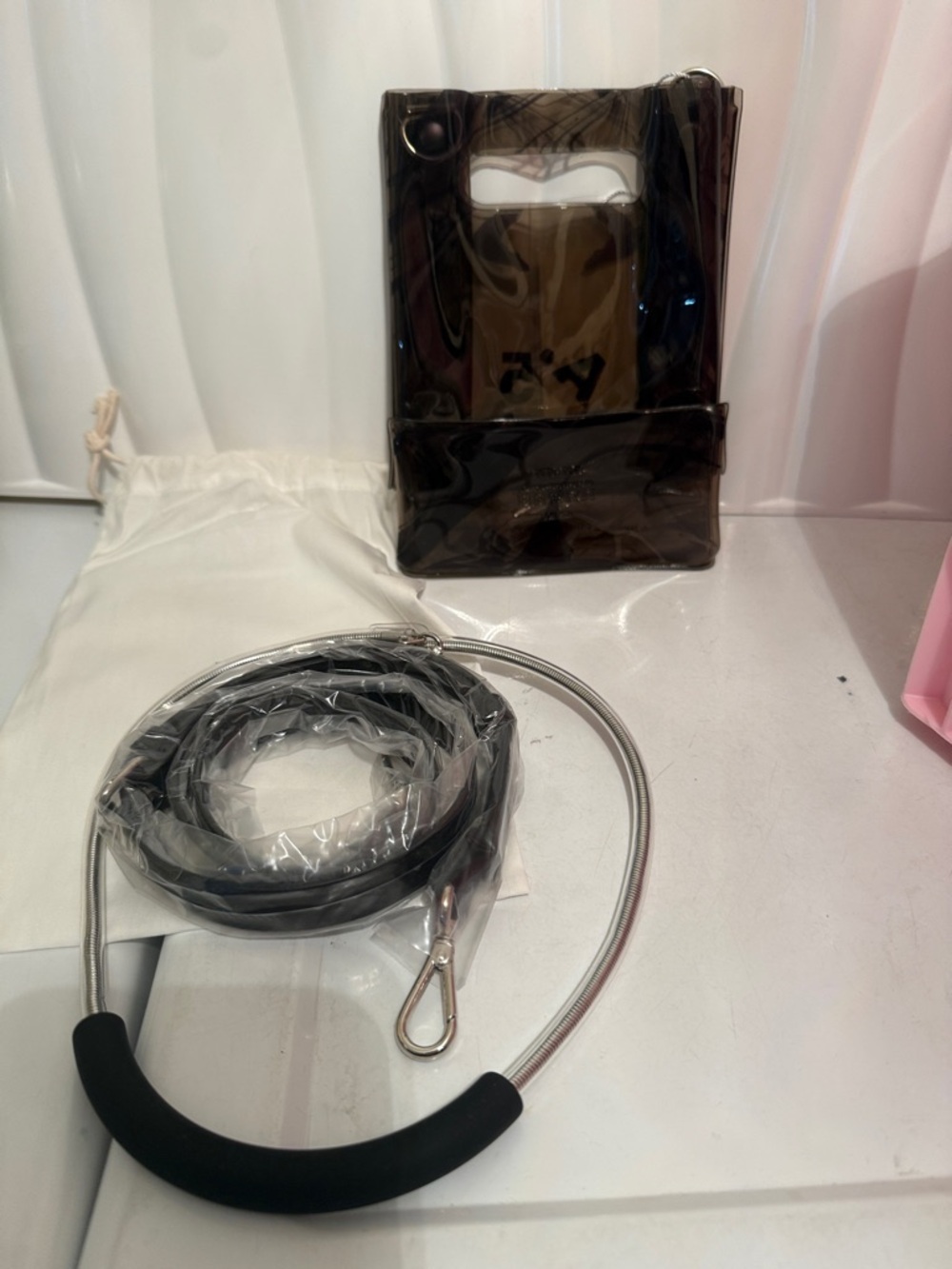 Black Crossbody Phone Lanyard with Clear Pouch - Unbranded